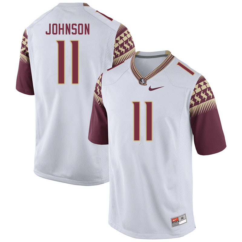 Men #11 Jermaine Johnson Florida State Seminoles College Football Jerseys Sale-White - Click Image to Close